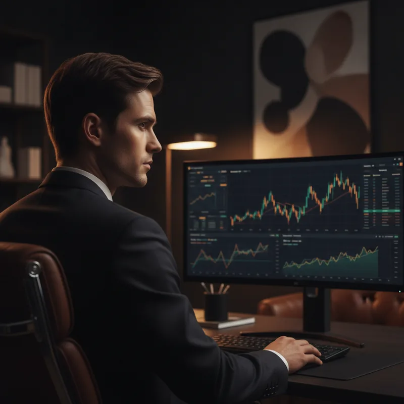 painel de sinais de mercado orientados por IA com gráfico de tendência em tempo real e níveis de confiança